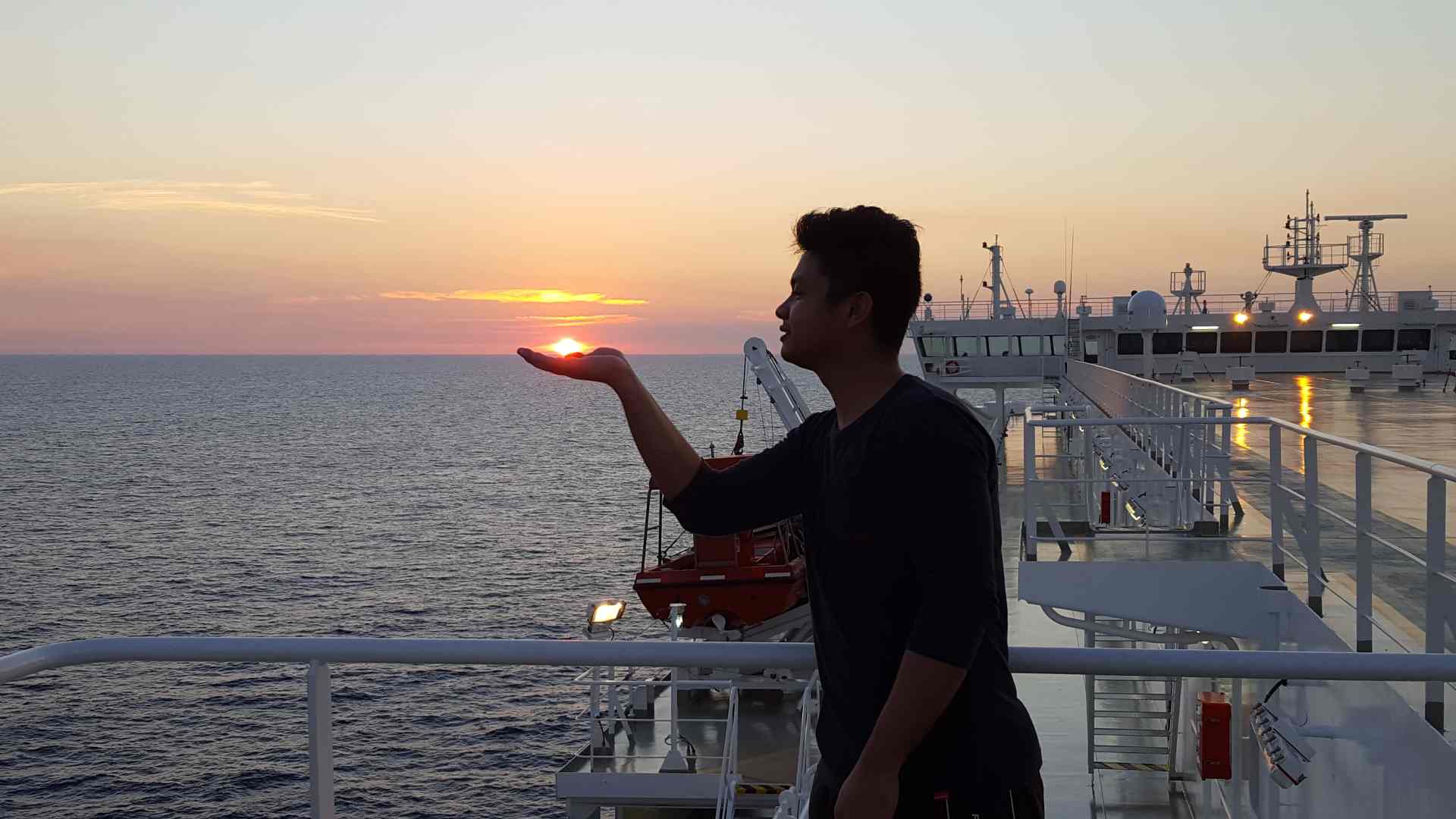 Seafarer at sunset