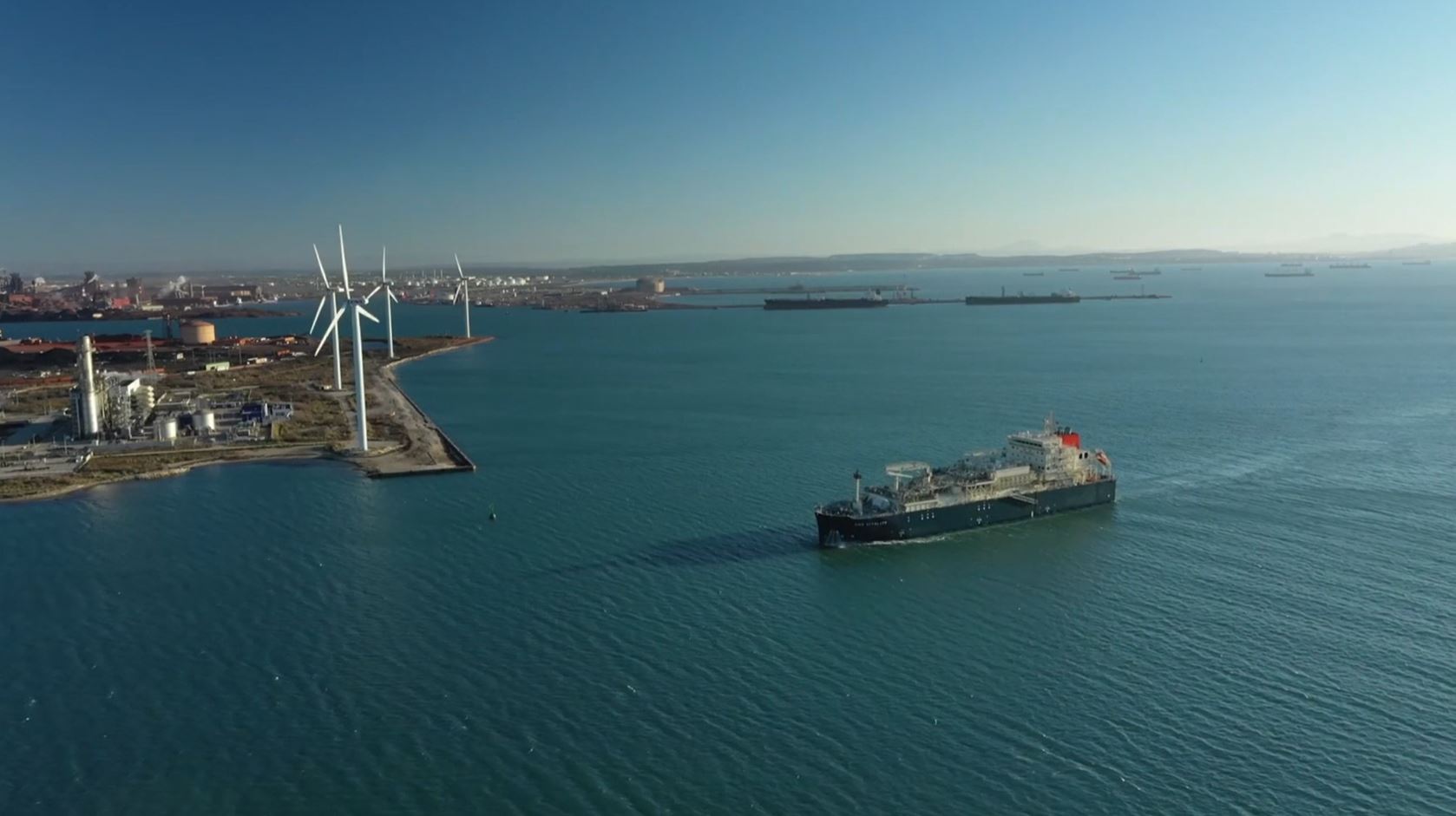 © Drone-Pictures Gaz Agility LNG Bunkering Barge Entering Marseille Port