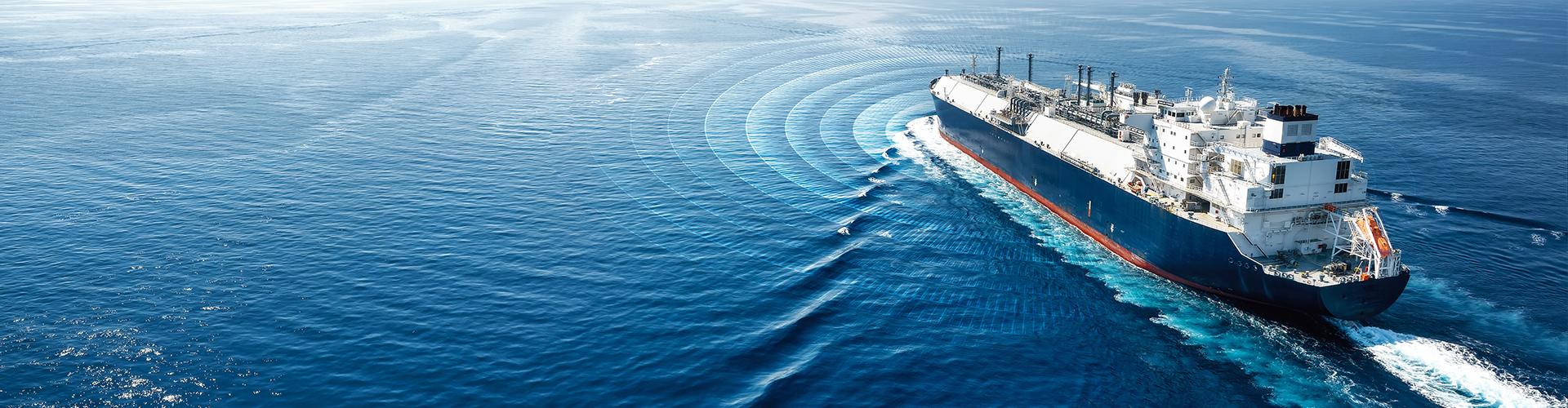 Gas tanker heading towards horizon