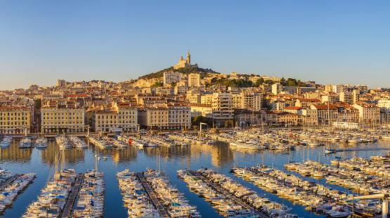 A panoramic view of the port in Marseille, France