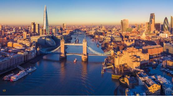 A aerial view of London, UK