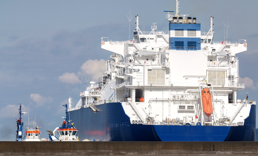 gas tanker and tug boats