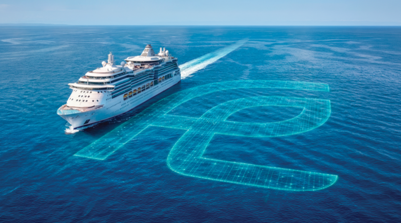 Cruise Ship at sea with Fuel Economy logo