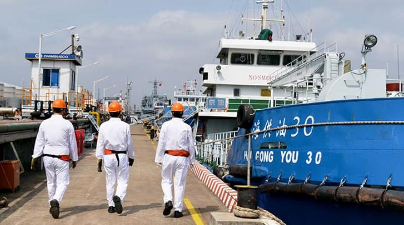 Workers on a dock