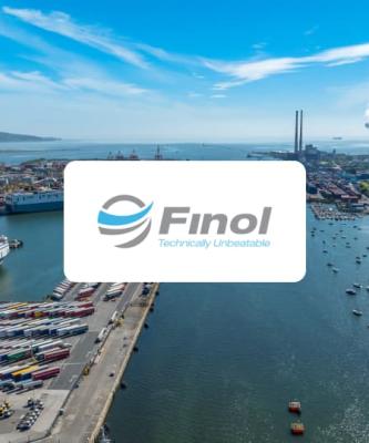 Finol logo with a port in background