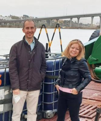 Repsol team on a marine lubricant barge in Spain