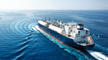 Gas tanker heading towards horizon