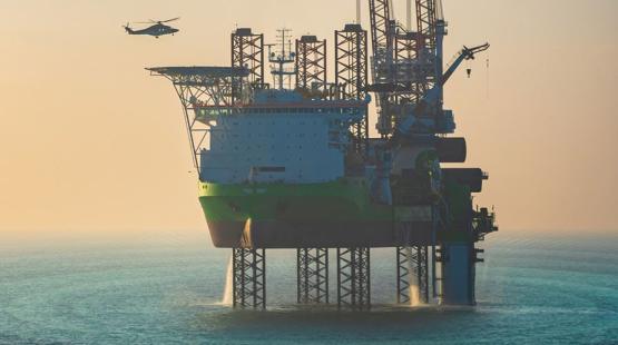 ©TotalEnergies, Adobestock 2024 Wind turbine installation vessel in operation