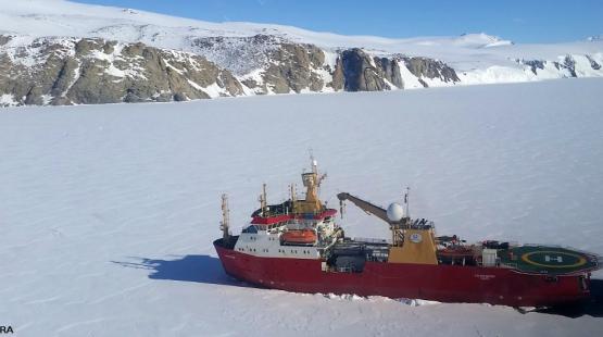 Bird eyes view of the icebreaker Laura Bassi vessel