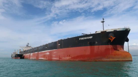 TotalEnergies biofuel bunker delivery to the MT Friendship bulk carrier in the port of Singapore